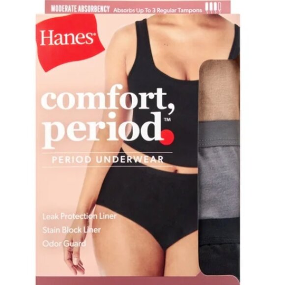 Hanes Other - Hanes 3 Pack Women Comfort Period Protection Underwear Briefs 10/3XL
